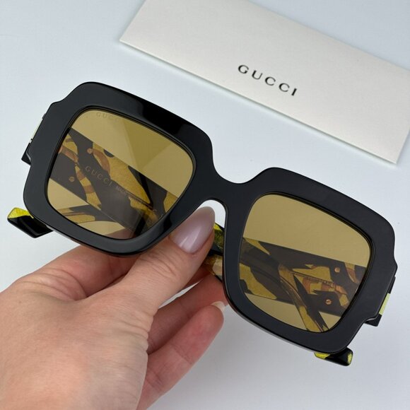Gucci GG1547S 004 BRAND NEW Sunglasses Black Brown Women Square - Picture 2 of 12